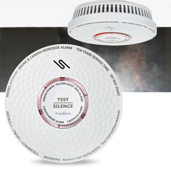 Lebensretter mit Doppelfunktion: Rauch- und Kohlenmonoxidmelder (CO) mit 85dB Alarm – Weisser Melder mit 10 Jahren Batterielaufzeit für optimalen Schutz