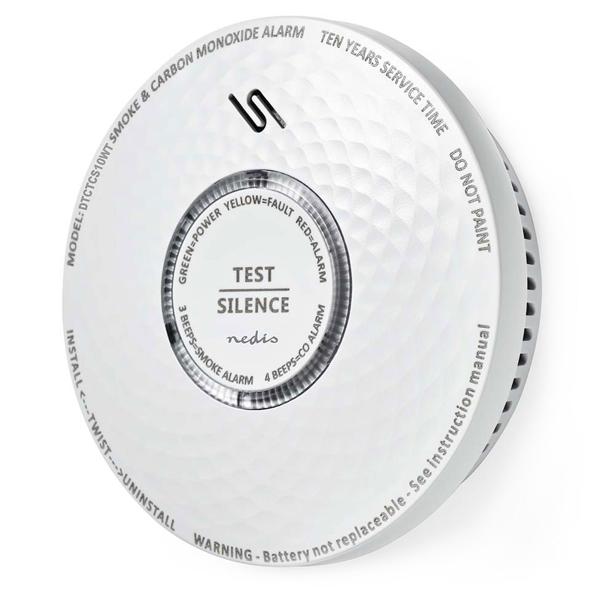 Lebensretter mit Doppelfunktion: Rauch- und Kohlenmonoxidmelder (CO) mit 85dB Alarm – Weisser Melder mit 10 Jahren Batterielaufzeit für optimalen Schutz