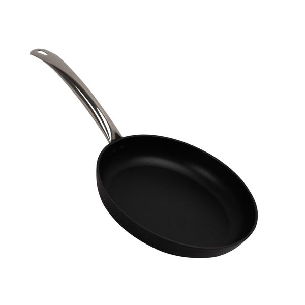 Hochwertige Bratpfanne Ø 24 cm aus Aluminium, Greblon® C3 Antihaftbeschichtung, Edelstahlgriff – alle Herdarten & Ofenfest (250°C), Made in Italy