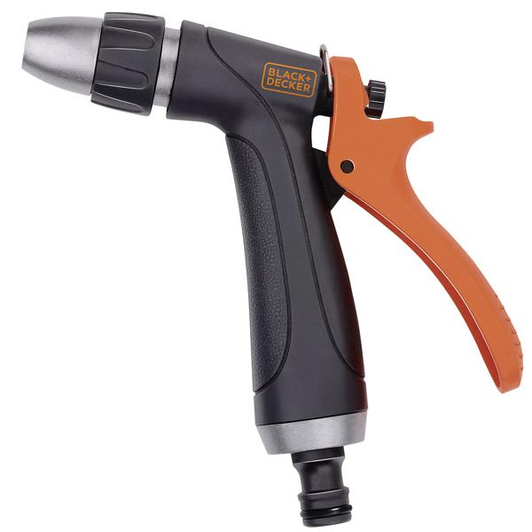 Präzise Bewässerung: Gartenbrause mit verstellbarem Durchfluss, schwarz/orange - Wasser sparen & Pflanzen schonen, Hochwertiges, robustes Design