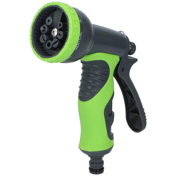 Multifunktionale Garten Handbrause - 8 wählbare Strahlformen für präzise Bewässerung & Reinigung - Robust, Kunststoff, 20x13x6 cm - Grün-Schwarz