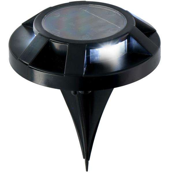 Langlebiges Solar-Bodenlicht, schwarz, Ø12cm – Trittfeste Wegeleuchte mit Erdspiess, für sichere & helle Wege