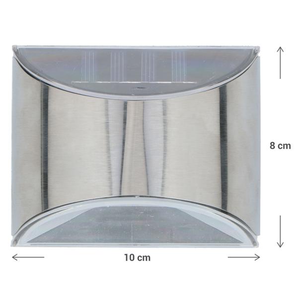 Kompakte Edelstahl Solar-Wandleuchte, silber, mit Dämmerungssensor - 10 x 8 x 5 cm - Zeitlose Eleganz & stilvolle Beleuchtung Ihrer Aussenwände