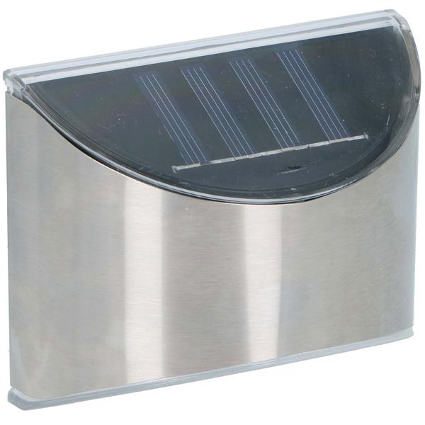 Kompakte Edelstahl Solar-Wandleuchte, silber, mit Dämmerungssensor - 10 x 8 x 5 cm - Zeitlose Eleganz & stilvolle Beleuchtung Ihrer Aussenwände