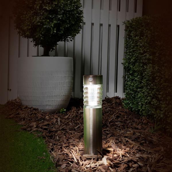 Solar-Wegeleuchte mit Bewegungssensor – 6x39 cm, aus Edelstahl & Glas – wetterfest, energiesparend & kabellos – ideal für Garten, Wegbeleuchtung & Terrasse