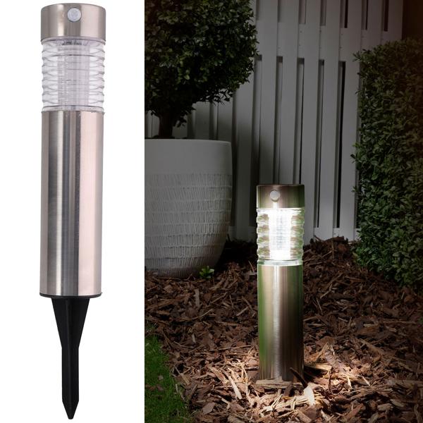 Solar-Wegeleuchte mit Bewegungssensor – 6x39 cm, aus Edelstahl & Glas – wetterfest, energiesparend & kabellos – ideal für Garten, Wegbeleuchtung & Terrasse