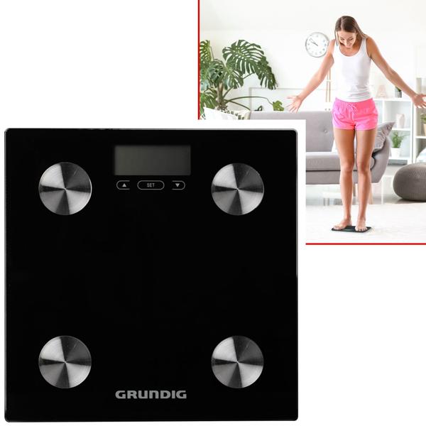 Personenwaage mit Körperanalyse – bis 180 kg, mit Datenspeicher & Display – präzise, modern & stilvoll in edlem Schwarz – ideal für Fitness & Gesundheit