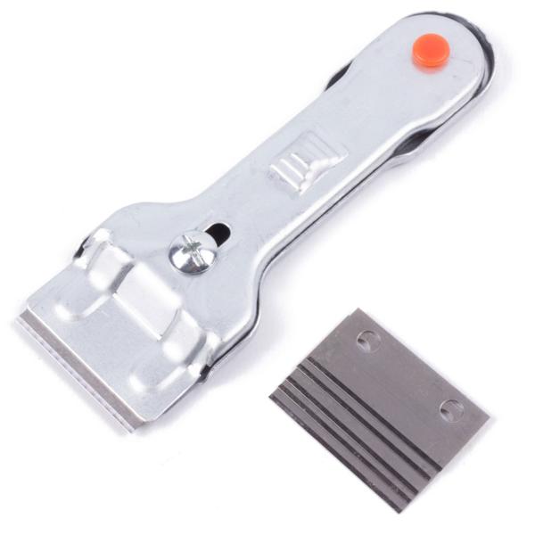 Ceranfeldschaber - Mühelose Reinigung für Kochfelder & Glasflächen - Herdkratzer mit 5 Metall-Ersatzklingen - Vielseitiger Küchenhelfer