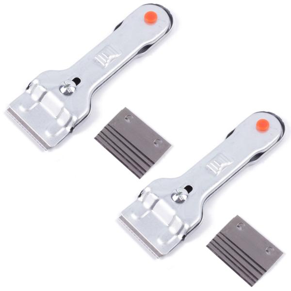 2er-Set Ceranfeldschaber - Herdkratzer für Ceranfelder & Glasflächen - 10 Ersatzklingen - Metall Glasschaber - schnelle, tiefgreifende Reinigung