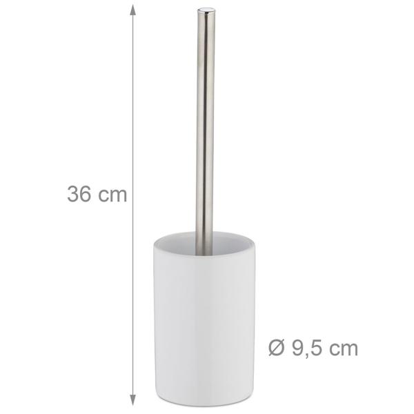 WC-Garnitur Keramik weiss - zeitloses Design für Bad & Gäste-WC - hygienische WC-Bürste mit austauschbarem Kopf - Bodenpositionierung, 36x9.5 cm, 0.5 kg