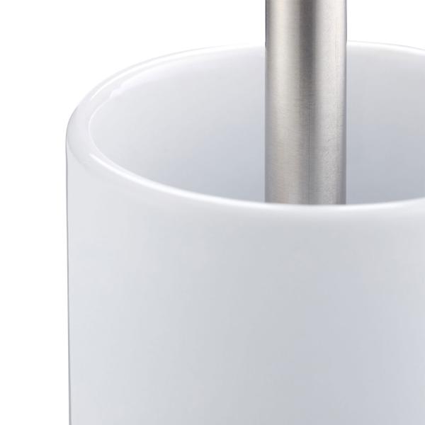 WC-Garnitur Keramik weiss - zeitloses Design für Bad & Gäste-WC - hygienische WC-Bürste mit austauschbarem Kopf - Bodenpositionierung, 36x9.5 cm, 0.5 kg