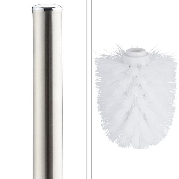 WC-Garnitur Keramik weiss - zeitloses Design für Bad & Gäste-WC - hygienische WC-Bürste mit austauschbarem Kopf - Bodenpositionierung, 36x9.5 cm, 0.5 kg