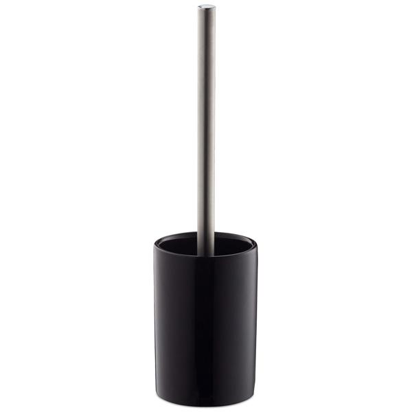 WC-Garnitur Keramik schwarz inkl. WC-Bürste - Zeitloses Design für jedes Bad - Freistehend, kein Bohren nötig - Robust, hygienisch, austauschbarer Kopf