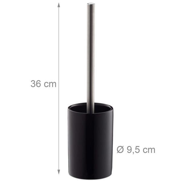 WC-Garnitur Keramik schwarz inkl. WC-Bürste - Zeitloses Design für jedes Bad - Freistehend, kein Bohren nötig - Robust, hygienisch, austauschbarer Kopf