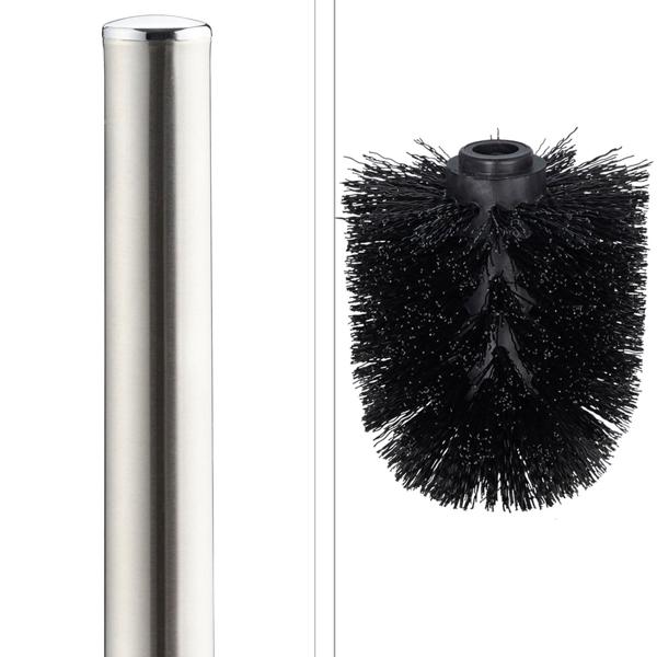 WC-Garnitur Keramik schwarz inkl. WC-Bürste - Zeitloses Design für jedes Bad - Freistehend, kein Bohren nötig - Robust, hygienisch, austauschbarer Kopf