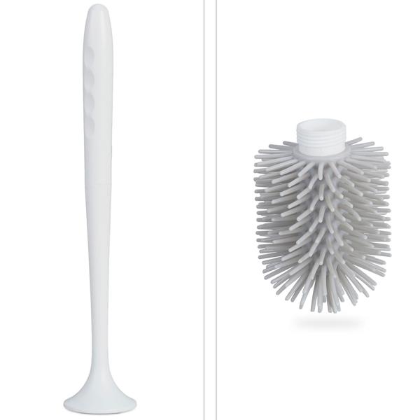 WC-Bürste mit Garnitur - 2 Kammern - einfache Wandmontage ohne Bohren - weiss - hygienisch - austauschbarer Bürstenkopf - für Sauberkeit & Hygiene im Bad