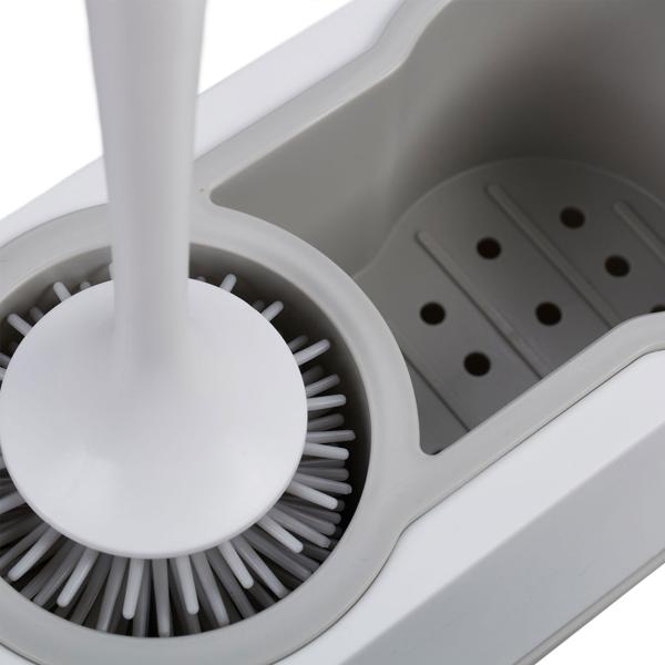 WC-Bürste mit Garnitur - 2 Kammern - einfache Wandmontage ohne Bohren - weiss - hygienisch - austauschbarer Bürstenkopf - für Sauberkeit & Hygiene im Bad