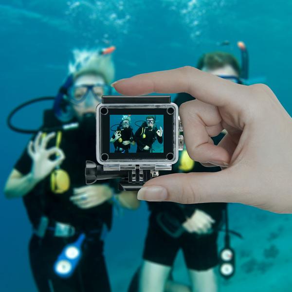 4K-Action-Cam, Ultra HD, wasserdichtes Unterwasser-Gehäuse, LCD Display, WLAN, Mikro und Lautsprecher, ideal für Biker, Skifahrer, Taucher