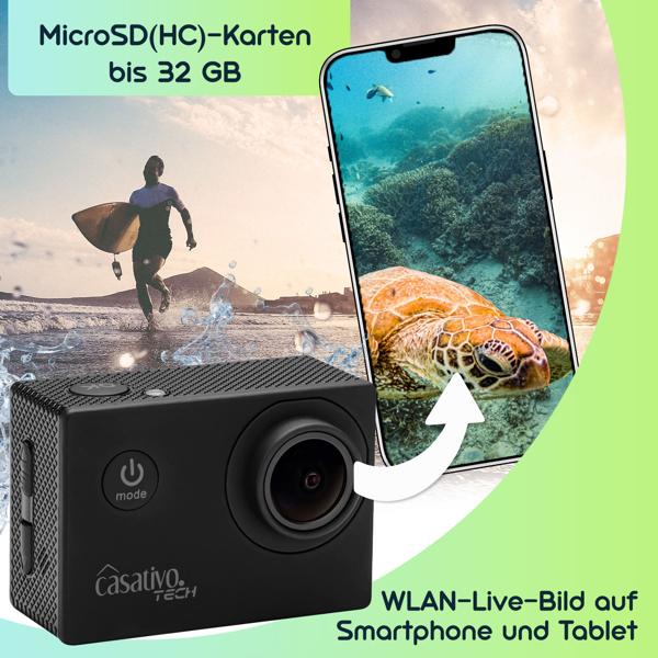 4K-Action-Cam, Ultra HD, wasserdichtes Unterwasser-Gehäuse, LCD Display, WLAN, Mikro und Lautsprecher, ideal für Biker, Skifahrer, Taucher