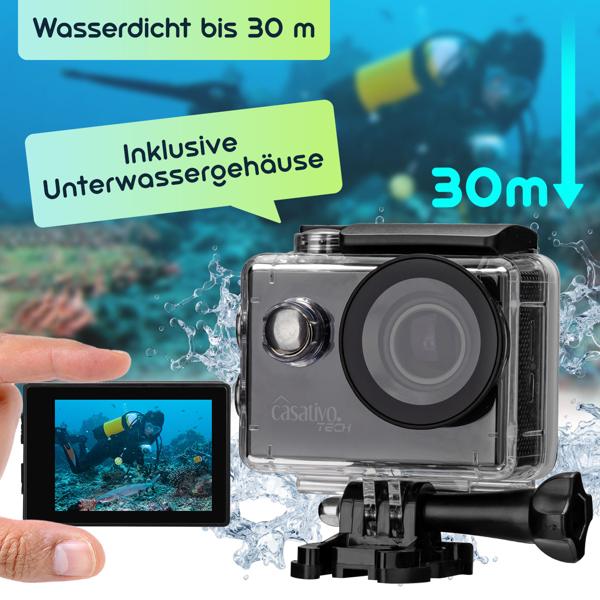 4K-Action-Cam, Ultra HD, wasserdichtes Unterwasser-Gehäuse, LCD Display, WLAN, Mikro und Lautsprecher, ideal für Biker, Skifahrer, Taucher