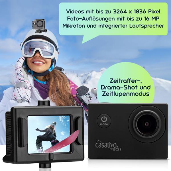 4K-Action-Cam, Ultra HD, wasserdichtes Unterwasser-Gehäuse, LCD Display, WLAN, Mikro und Lautsprecher, ideal für Biker, Skifahrer, Taucher