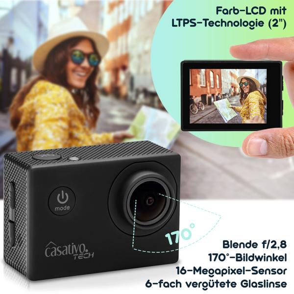 4K-Action-Cam, Ultra HD, wasserdichtes Unterwasser-Gehäuse, LCD Display, WLAN, Mikro und Lautsprecher, ideal für Biker, Skifahrer, Taucher