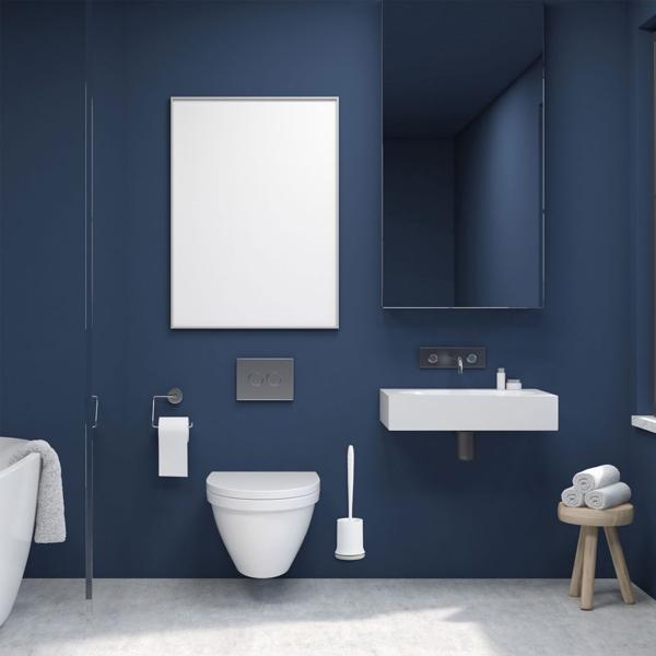 WC-Bürste mit Garnitur zur Wandmontage ohne Bohren - Hygienische Badreinigung, austauschbarer Bürstenkopf - Weiss, Kunststoff, H 13.5 x Ø 11 cm