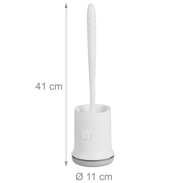 WC-Bürste mit Garnitur zur Wandmontage ohne Bohren - Hygienische Badreinigung, austauschbarer Bürstenkopf - Weiss, Kunststoff, H 13.5 x Ø 11 cm