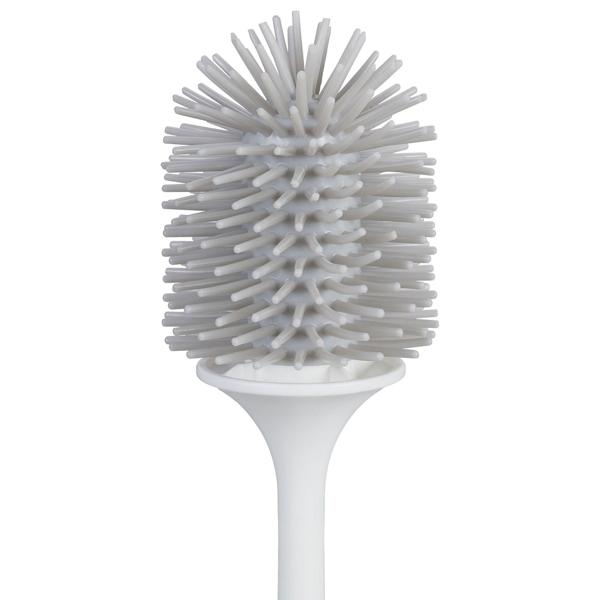 WC-Bürste mit Garnitur zur Wandmontage ohne Bohren - Hygienische Badreinigung, austauschbarer Bürstenkopf - Weiss, Kunststoff, H 13.5 x Ø 11 cm