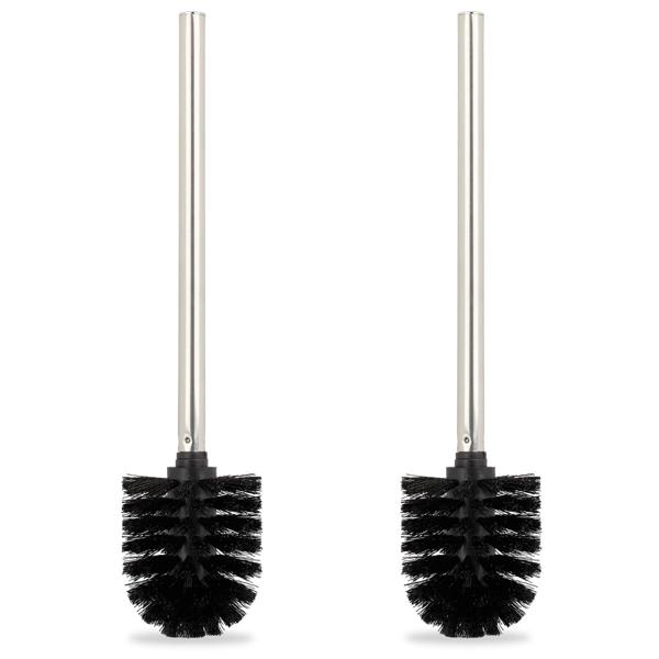 WC-Bürsten Set schwarz 2er-Pack - Hygienische Badreinigung mit austauschbaren Bürstenköpfen - Zeitloses Design, Ø 8x36 cm - Kunststoff & Metall