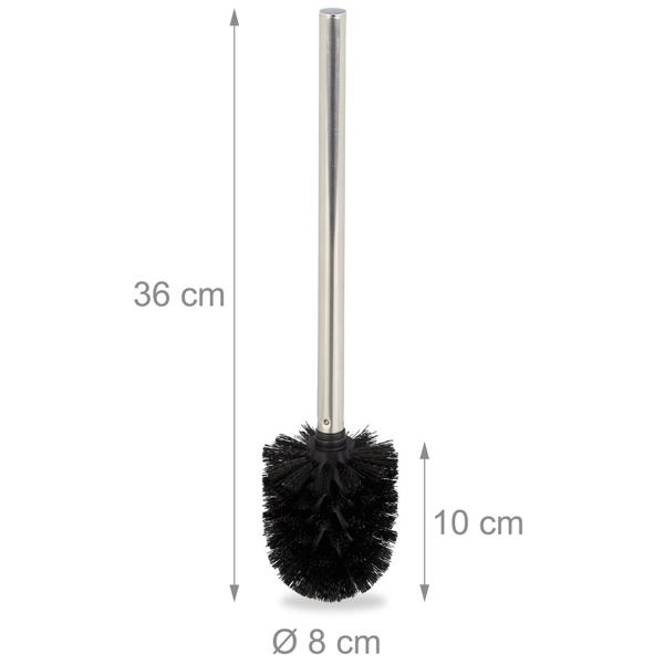 WC-Bürsten Set schwarz 2er-Pack - Hygienische Badreinigung mit austauschbaren Bürstenköpfen - Zeitloses Design, Ø 8x36 cm - Kunststoff & Metall