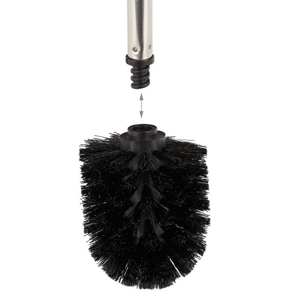 WC-Bürsten Set schwarz 2er-Pack - Hygienische Badreinigung mit austauschbaren Bürstenköpfen - Zeitloses Design, Ø 8x36 cm - Kunststoff & Metall