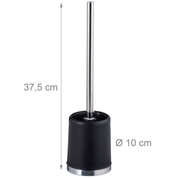 WC-Garnitur inkl. WC-Bürste rund - Schwarz-Silber, hygienisch mit austauschbarem Bürstenkopf, schnelltrocknend - Ø 7 cm, 1.7 cm Innengewinde