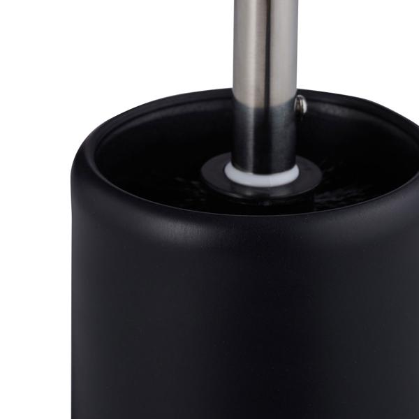 WC-Garnitur inkl. WC-Bürste rund - Schwarz-Silber, hygienisch mit austauschbarem Bürstenkopf, schnelltrocknend - Ø 7 cm, 1.7 cm Innengewinde