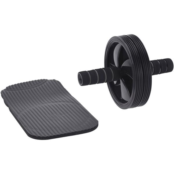 Bauchtrainer mit Kniematte - Effektives Home Workout für Bauch, Schultern & Trizeps - Ø 18x2,2 cm, robustes Stahl/Polypropylen Set gegen Rückenschmerzen
