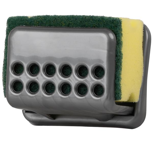 Schwammhalter mit Saugnapf - Inkl. doppelseitigem Schwamm - Montage ohne Bohren - Gegen Schimmel/Gerüche - Ideal für Küche, Bad, Spülbecken - 75x90x60mm