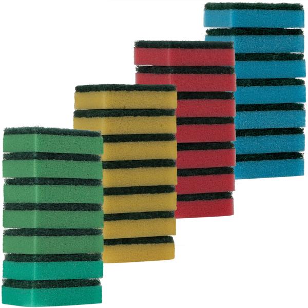 28tlg Reinigungsschwamm-Set - 4 farbcodierte Scheuerschwämme für separate Bereiche - reinigt hartnäckige Verkrustungen zuverlässig - hygienisch 80x50x23mm