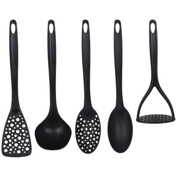 Praktisches 5-teiliges Küchenhelfer Set Schwarz: Essentielle Kochutensilien für jede Küche, leicht zu reinigen & stilvolles Design für Hobbyköche & Profis