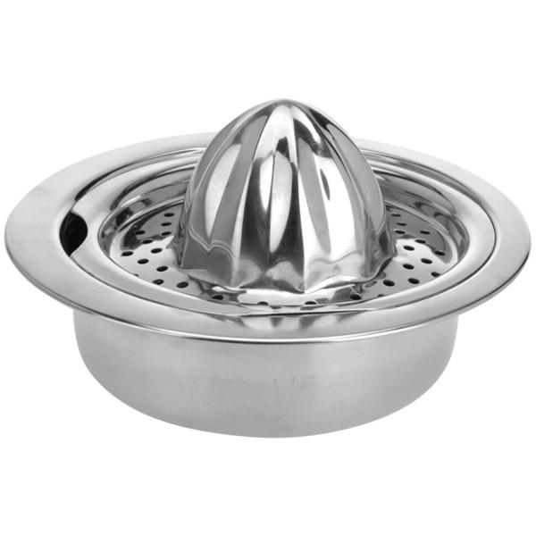 Zitruspresse mit Behälter - Manuell - Edelstahl Ø 16 cm - Für frische Fruchtsäfte, Orangensaft, Zitronensaft - Robust, spülmaschinengeeignet