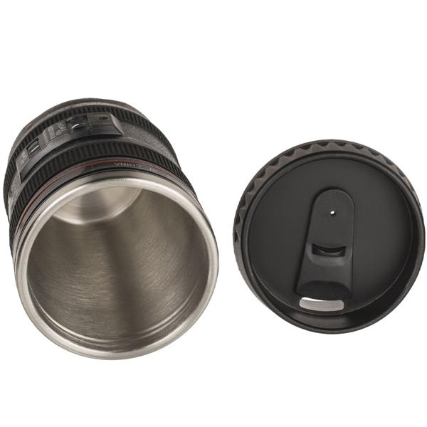 Kameraobjektiv-Kaffeebecher 350ml - Lustiges Geschenk für Foto & Filmfans - Edelstahl-Einsatz - Ideal für heissen Kaffee auf Touren