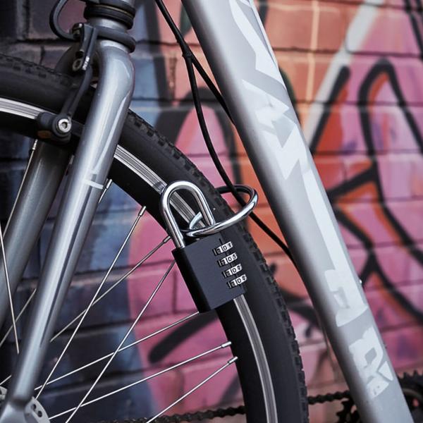 Zahlenschloss Vorhängeschloss 4-stellig – Robustes Koffersschloss aus Aluminium mit Stahlbügel, 10.000 Code-Kombinationen, schwarz