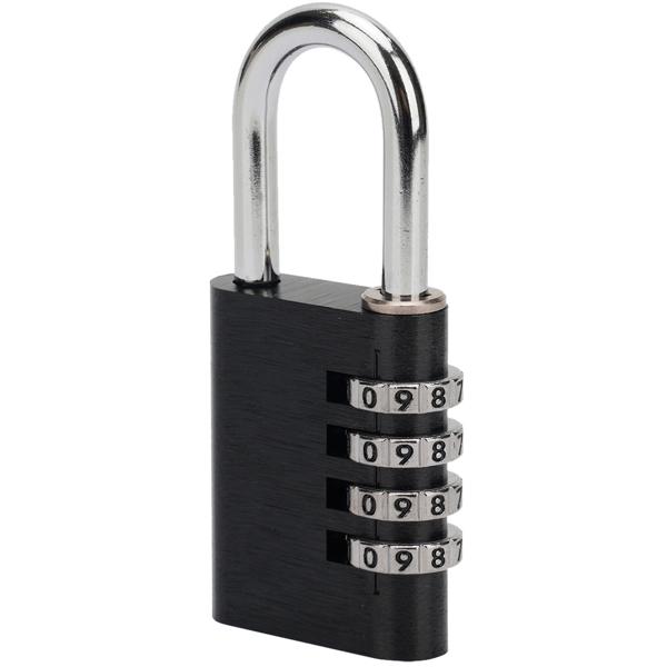 Zahlenschloss Vorhängeschloss 4-stellig – Robustes Koffersschloss aus Aluminium mit Stahlbügel, 10.000 Code-Kombinationen, schwarz