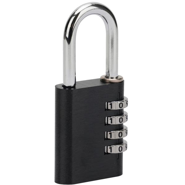 Zahlenschloss Vorhängeschloss 4-stellig – Robustes Koffersschloss aus Aluminium mit Stahlbügel, 10.000 Code-Kombinationen, schwarz