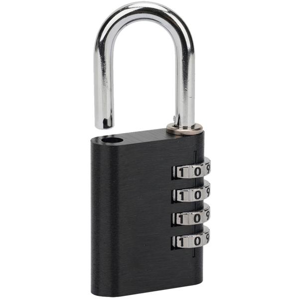 Zahlenschloss Vorhängeschloss 4-stellig – Robustes Koffersschloss aus Aluminium mit Stahlbügel, 10.000 Code-Kombinationen, schwarz