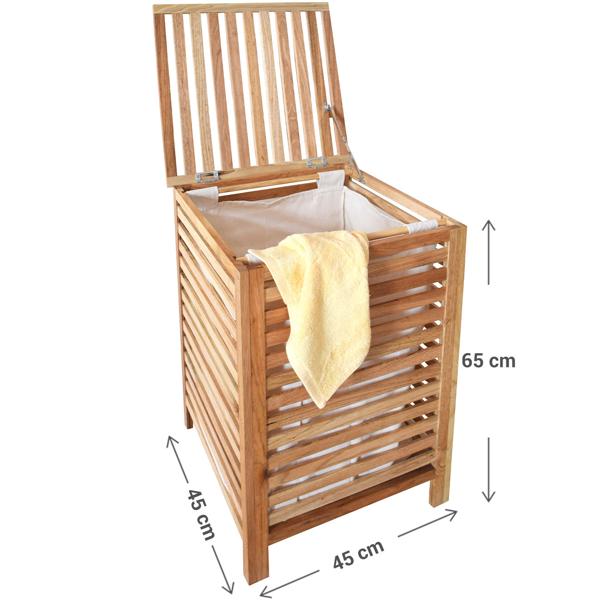 Wäschekorb aus edlem Walnussholz - Mit Wäschesack, 45x45x65cm - Stilvolle Wäscheaufbewahrung für Bad & Schlafzimmer