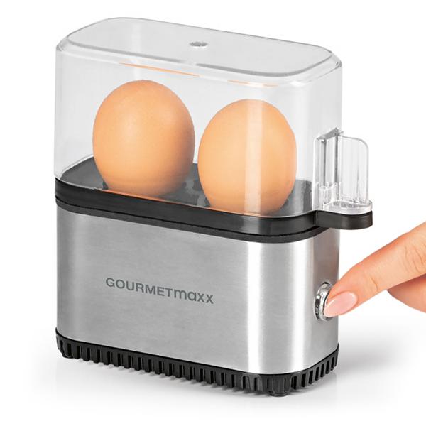 Kompakter Eierkocher für 2 Eier (250W): Silber-transparenter Mini-Eierkocher für perfekt gekochte Eier – schnell, einfach & platzsparend