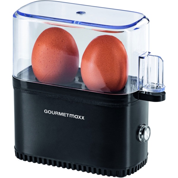 Kompakter Eierkocher für 2 Eier (250W): Silber/Schwarzer Mini-Eierkocher für perfekt gekochte Eier – schnell, einfach & platzsparend