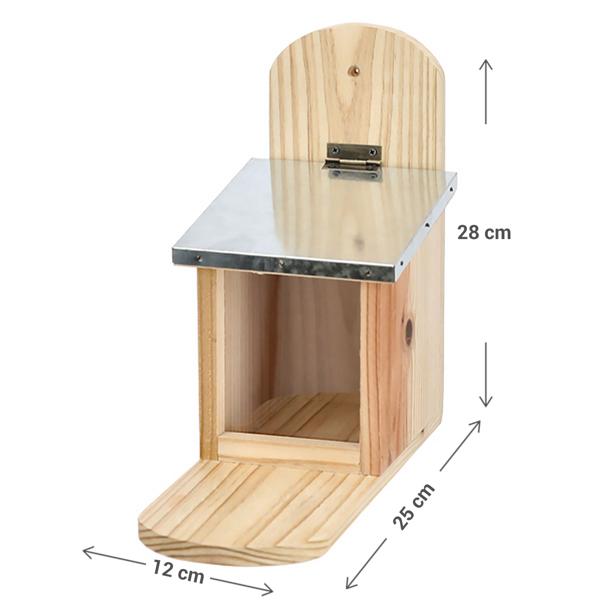Futterstation für Eichhörnchen (Tannenholz, 12x25x28cm): Futterhaus, Futterspender - für Naturbeobachtung auf Garten & Balkon
