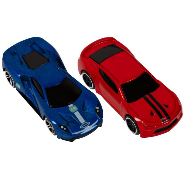 Fast Racing Autorennen-Spielset: 2 Autos, Loopings, Sound & Licht - Spannende Rennbahn für Kinder - Actionreiches Spielerlebnis mit Soundeffekten