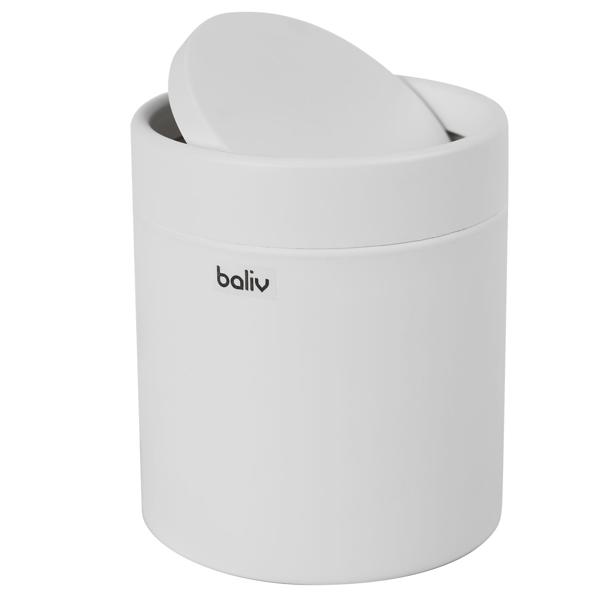 Schicker Schwingdeckeleimer aus Metall (1,25L): Weisser Abfalleimer mit praktischem Schwingdeckel – zeitloses Design für Bad, Küche & Co